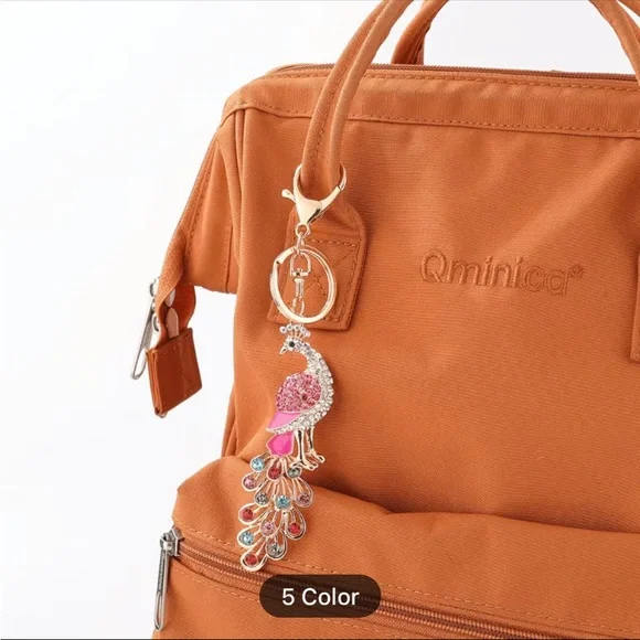 Purple Peacock *HP* Bag Charm/Keychain GREAT GIFT ITEM! - Picture 3 of 4